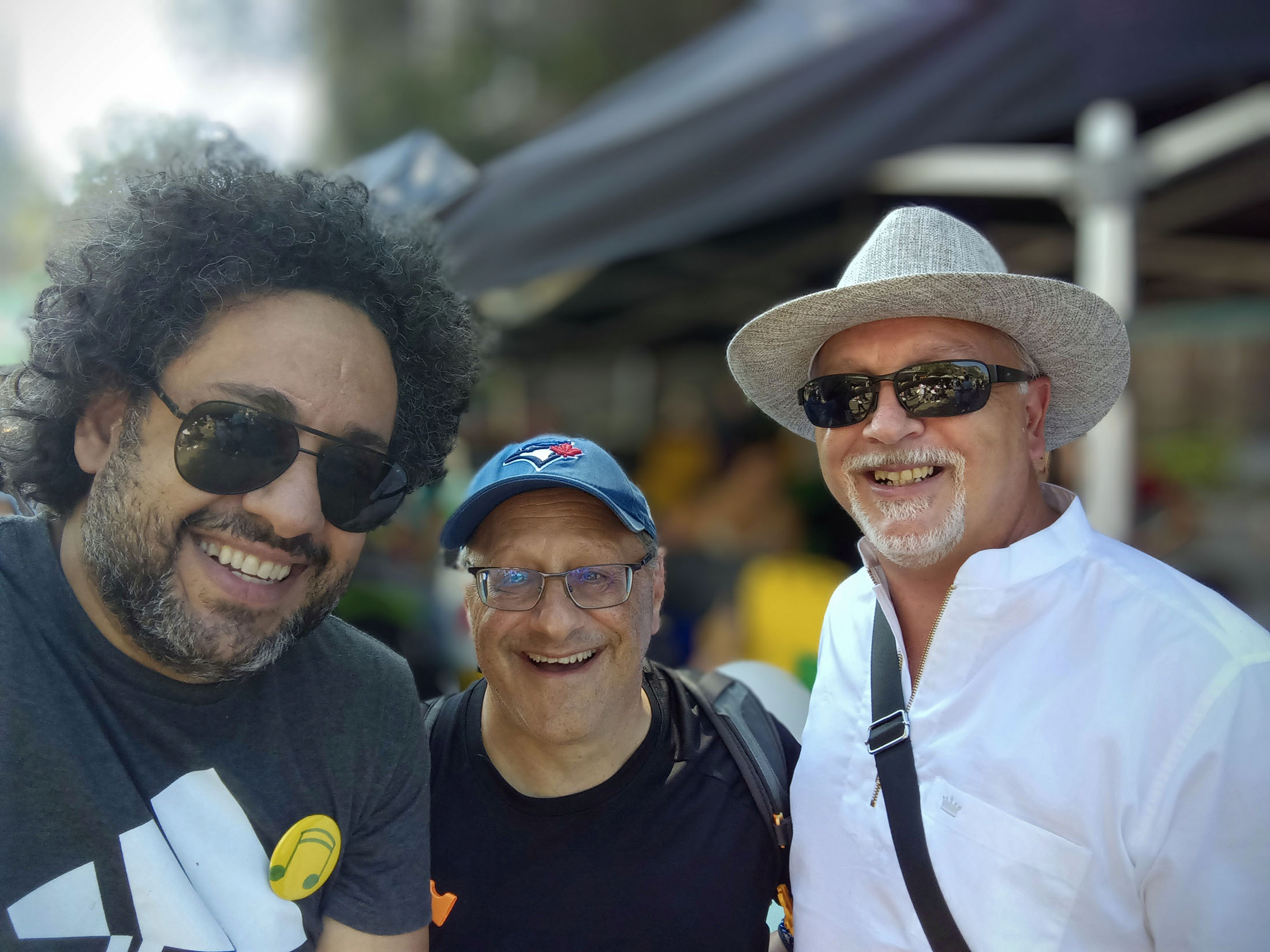 Three guests together outdoors